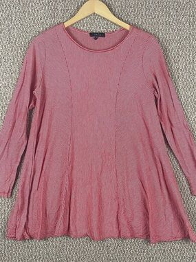 Comfy USA Tunic Size Small Red Striped Minimalist Artsy Lagenlook 79